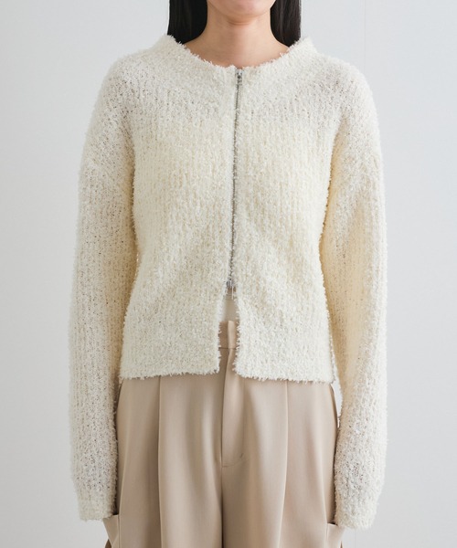 VIS（ビス）の「リボンヤーンジップリブネックカーディガン（カーディガン/ボレロ・レディース・オフホワイト/ブルー系その他4/ピンク系その他2・FREE）」の22枚目の写真