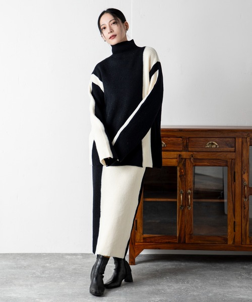 エフォートレスバイカラーニットセットアップ（アンサンブル）｜MILLION CARATS（ミリオンカラッツ）
