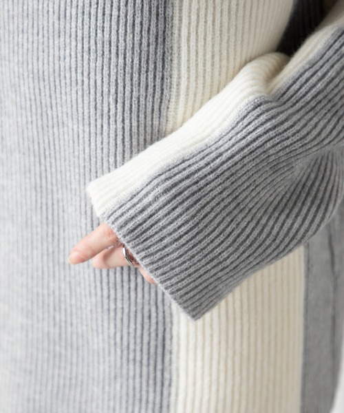 MILLION CARATS（ミリオンカラッツ）の「どんな場面でも頼れるモード感たっぷりのエフォートレスバイカラーニットセットアップ（アンサンブル・レディース・ベージュ/グレー/ブルー/ブラック・FREE）」の17枚目の写真