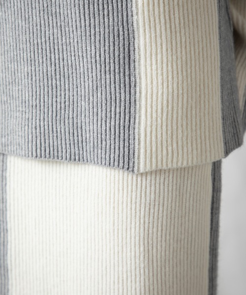 MILLION CARATS（ミリオンカラッツ）の「どんな場面でも頼れるモード感たっぷりのエフォートレスバイカラーニットセットアップ（アンサンブル・レディース・ベージュ/グレー/ブルー/ブラック・FREE）」の18枚目の写真