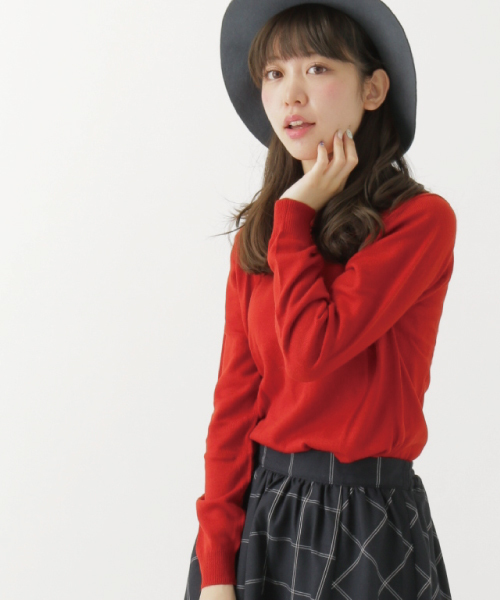 earth music&ecology（アースミュージックアンドエコロジー）の「ハイネックベーシックニットプルオーバー（ニット/セーター・レディース・ネイビー/レッド/アイボリー/杢グレー・MEDIUM/SMALL）」の4枚目の写真