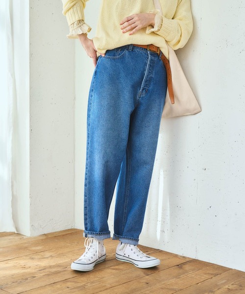 studio CLIP（スタディオクリップ）の「ルーズテーパードデニムパンツ[プチ・プラスサイズあり]《CLIP denim》（デニムパンツ・レディース・インディゴブルー/ライトブルー・SMALL/MEDIUM/LARGE/X-LARGE/XX-LARGE/XXX-LARGE/PM/PL）」の5枚目の写真