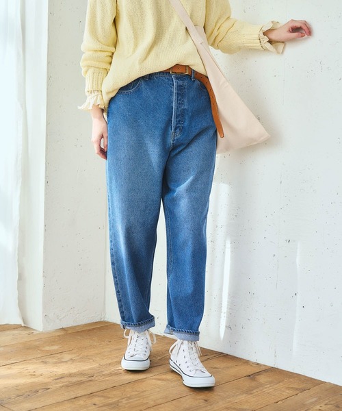 studio CLIP（スタディオクリップ）の「ルーズテーパードデニムパンツ[プチ・プラスサイズあり]《CLIP denim》（デニムパンツ・レディース・インディゴブルー/ライトブルー・SMALL/MEDIUM/LARGE/X-LARGE/XX-LARGE/XXX-LARGE/PM/PL）」の7枚目の写真