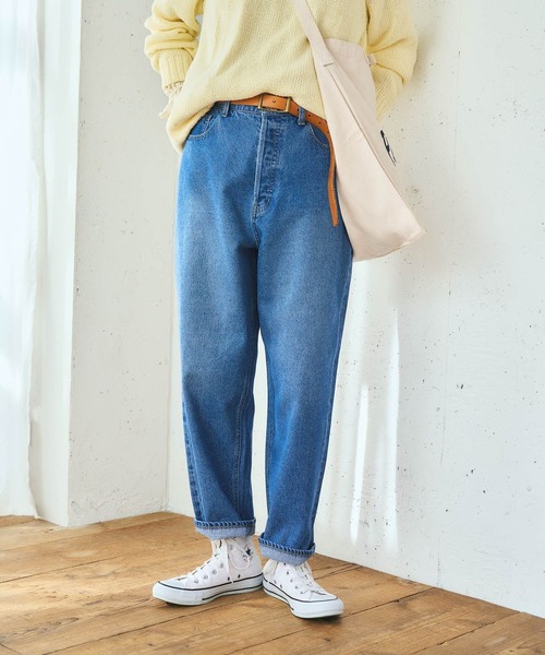 studio CLIP（スタディオクリップ）の「ルーズテーパードデニムパンツ[プチ・プラスサイズあり]《CLIP denim》（デニムパンツ・レディース・インディゴブルー/ライトブルー・SMALL/MEDIUM/LARGE/X-LARGE/XX-LARGE/XXX-LARGE/PM/PL）」の8枚目の写真