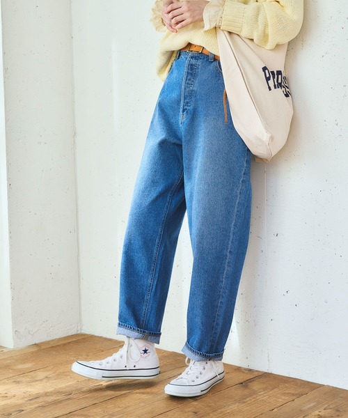 studio CLIP（スタディオクリップ）の「ルーズテーパードデニムパンツ[プチ・プラスサイズあり]《CLIP denim》（デニムパンツ・レディース・インディゴブルー/ライトブルー・SMALL/MEDIUM/LARGE/X-LARGE/XX-LARGE/XXX-LARGE/PM/PL）」の9枚目の写真