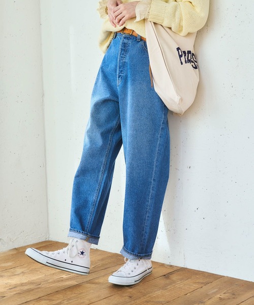 studio CLIP（スタディオクリップ）の「ルーズテーパードデニムパンツ[プチ・プラスサイズあり]《CLIP denim》（デニムパンツ・レディース・インディゴブルー/ライトブルー・SMALL/MEDIUM/LARGE/X-LARGE/XX-LARGE/XXX-LARGE/PM/PL）」の10枚目の写真