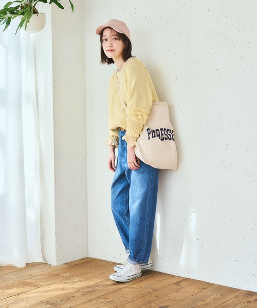 studio CLIP（スタディオクリップ）の「ルーズテーパードデニムパンツ[プチ・プラスサイズあり]《CLIP denim》（デニムパンツ・レディース・インディゴブルー/ライトブルー・SMALL/MEDIUM/LARGE/X-LARGE/XX-LARGE/XXX-LARGE/PM/PL）」の11枚目の写真