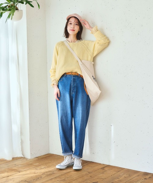 studio CLIP（スタディオクリップ）の「ルーズテーパードデニムパンツ[プチ・プラスサイズあり]《CLIP denim》（デニムパンツ・レディース・インディゴブルー/ライトブルー・SMALL/MEDIUM/LARGE/X-LARGE/XX-LARGE/XXX-LARGE/PM/PL）」の12枚目の写真