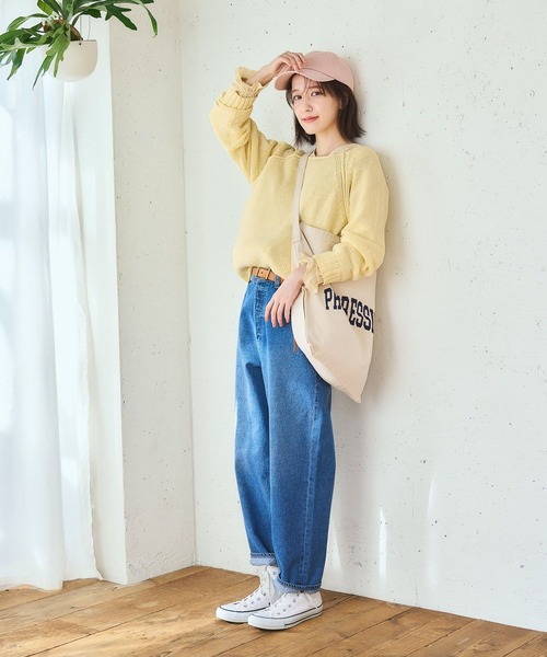 studio CLIP（スタディオクリップ）の「ルーズテーパードデニムパンツ[プチ・プラスサイズあり]《CLIP denim》（デニムパンツ・レディース・インディゴブルー/ライトブルー・SMALL/MEDIUM/LARGE/X-LARGE/XX-LARGE/XXX-LARGE/PM/PL）」の15枚目の写真