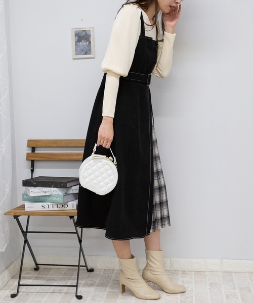 【セール】サイド チェックプリーツ ロング ジャンスカ ワンピース(ワンピース)|pumpkin port(パンプキンポート) 【セール】サイド チェックプリーツ ロング ジャンスカ ワンピース(ワンピース)|pumpkin port(パンプキンポート)