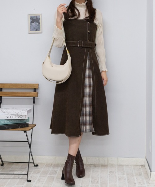 【セール】サイド チェックプリーツ ロング ジャンスカ ワンピース(ワンピース)|pumpkin port(パンプキンポート) 【セール】サイド チェックプリーツ ロング ジャンスカ ワンピース(ワンピース)|pumpkin port(パンプキンポート)