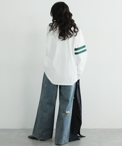 RAGEBLUE（レイジブルー）の「ナンバリングロゴ/カレッジプリントロングTシャツ（Tシャツ/カットソー・レディース・ブラック/ホワイト・FREE）」の3枚目の写真