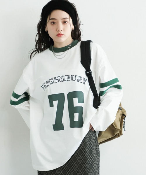 RAGEBLUE（レイジブルー）の「ナンバリングロゴ/カレッジプリントロングTシャツ（Tシャツ/カットソー・レディース・ブラック/ホワイト・FREE）」の8枚目の写真