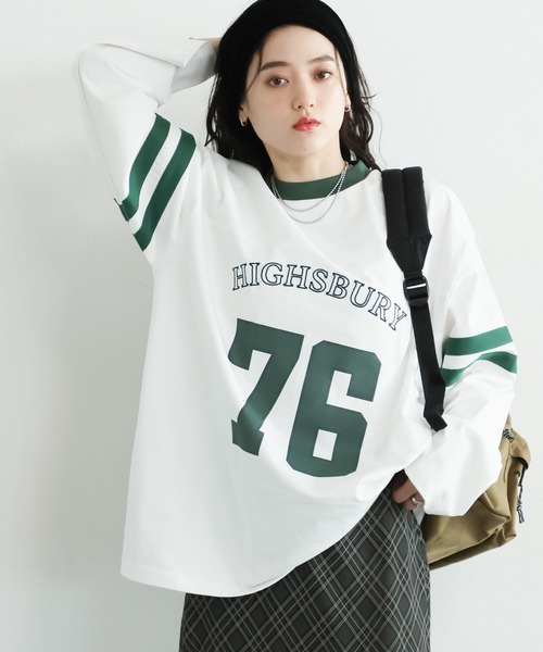 RAGEBLUE（レイジブルー）の「ナンバリングロゴ/カレッジプリントロングTシャツ（Tシャツ/カットソー・レディース・ブラック/ホワイト・FREE）」の9枚目の写真