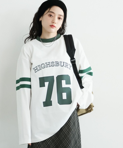 RAGEBLUE（レイジブルー）の「ナンバリングロゴ/カレッジプリントロングTシャツ（Tシャツ/カットソー・レディース・ブラック/ホワイト・FREE）」の10枚目の写真