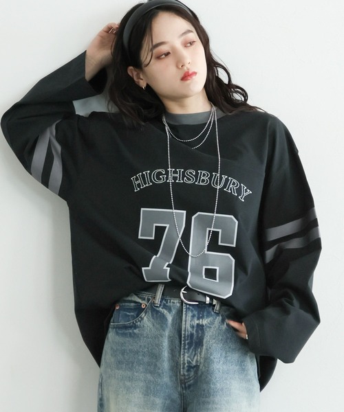 RAGEBLUE（レイジブルー）の「ナンバリングロゴ/カレッジプリントロングTシャツ（Tシャツ/カットソー・レディース・ブラック/ホワイト・FREE）」の17枚目の写真