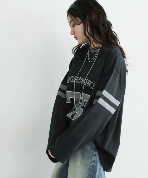 RAGEBLUE（レイジブルー）の「ナンバリングロゴ/カレッジプリントロングTシャツ（Tシャツ/カットソー・レディース・ブラック/ホワイト・FREE）」の19枚目の写真