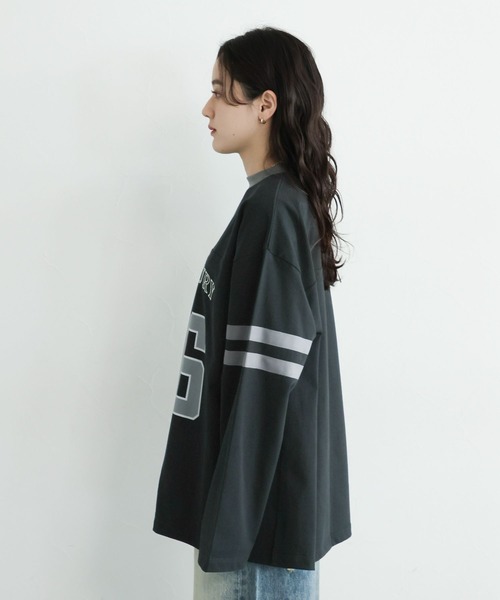 RAGEBLUE（レイジブルー）の「ナンバリングロゴ/カレッジプリントロングTシャツ（Tシャツ/カットソー・レディース・ブラック/ホワイト・FREE）」の21枚目の写真