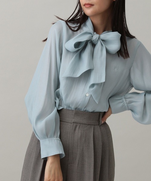 眉毛っち セール】MATINEE LINE/リボン付きペプラムブラウス/288772