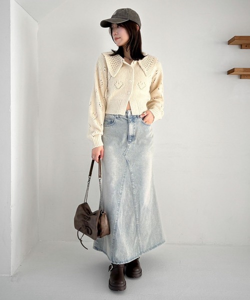 Heather（ヘザー）の「Denim マーメイドロングスカート　319781（デニムスカート・レディース・ライトブルー/グレー・S/M）」の6枚目の写真