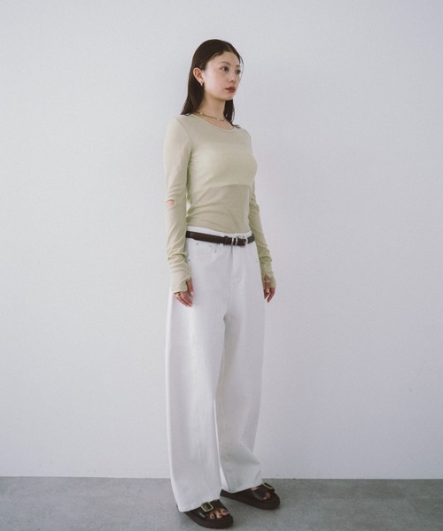 HANNE(アン)の「アームスリットシアーロンTEE(Tシャツ/カットソー・レディース・イエロー/ベージュ/ブラック・FREE)」の8枚目の写真