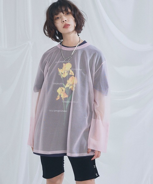 ELLEgirl（エルガール）の「シアーニットチュニック【ELLEgirl/エルガール】（ニット/セーター・レディース・グレー/ピンク/オレンジ/アイボリー・FREE）」の15枚目の写真