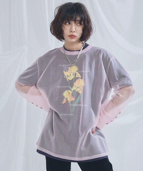 ELLEgirl（エルガール）の「シアーニットチュニック【ELLEgirl/エルガール】（ニット/セーター・レディース・グレー/ピンク/オレンジ/アイボリー・FREE）」の14枚目の写真