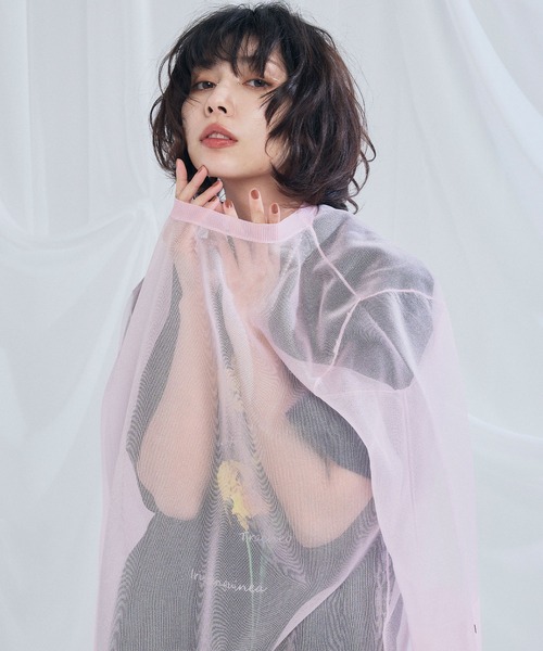 ELLEgirl（エルガール）の「シアーニットチュニック【ELLEgirl/エルガール】（ニット/セーター・レディース・グレー/ピンク/オレンジ/アイボリー・FREE）」の22枚目の写真