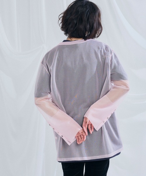 ELLEgirl（エルガール）の「シアーニットチュニック【ELLEgirl/エルガール】（ニット/セーター・レディース・グレー/ピンク/オレンジ/アイボリー・FREE）」の19枚目の写真