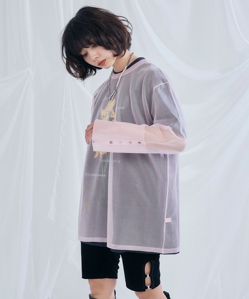 ELLEgirl（エルガール）の「シアーニットチュニック【ELLEgirl/エルガール】（ニット/セーター・レディース・グレー/ピンク/オレンジ/アイボリー・FREE）」の18枚目の写真