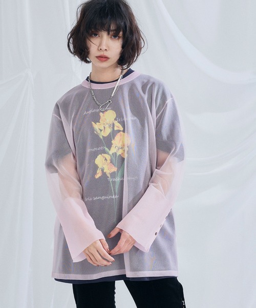 ELLEgirl（エルガール）の「シアーニットチュニック【ELLEgirl/エルガール】（ニット/セーター・レディース・グレー/ピンク/オレンジ/アイボリー・FREE）」の16枚目の写真