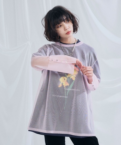 ELLEgirl（エルガール）の「シアーニットチュニック【ELLEgirl/エルガール】（ニット/セーター・レディース・グレー/ピンク/オレンジ/アイボリー・FREE）」の17枚目の写真