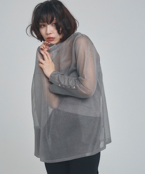 ELLEgirl（エルガール）の「シアーニットチュニック【ELLEgirl/エルガール】（ニット/セーター・レディース・グレー/ピンク/オレンジ/アイボリー・FREE）」の11枚目の写真