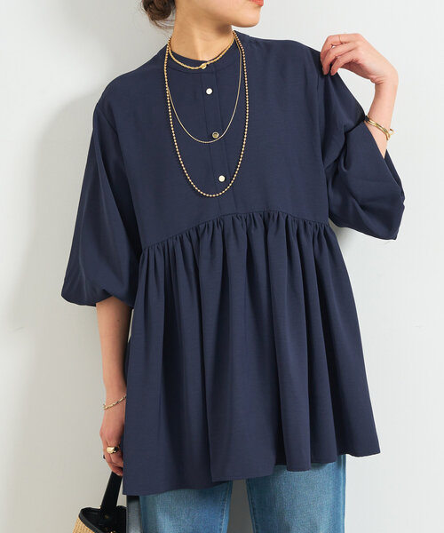 un dix cors（アンディコール）の「前後2WAYラウンドチュニック（シャツ/ブラウス・レディース・ネイビー/アイボリー/サックスブルー・FREE）」の7枚目の写真