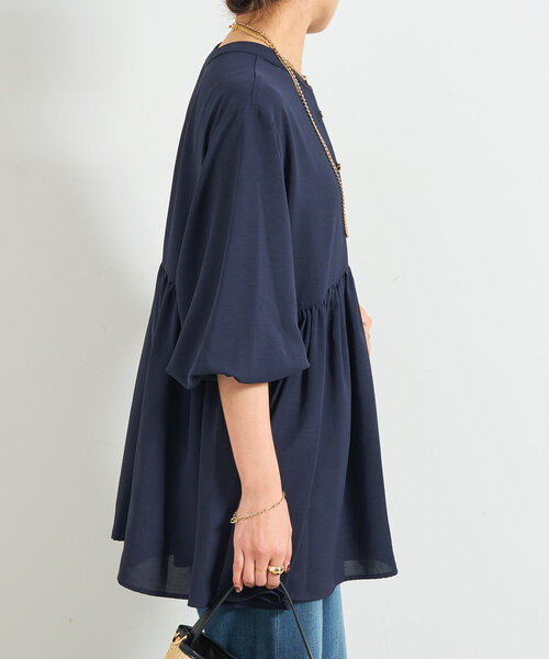 un dix cors（アンディコール）の「前後2WAYラウンドチュニック（シャツ/ブラウス・レディース・ネイビー/アイボリー/サックスブルー・FREE）」の9枚目の写真