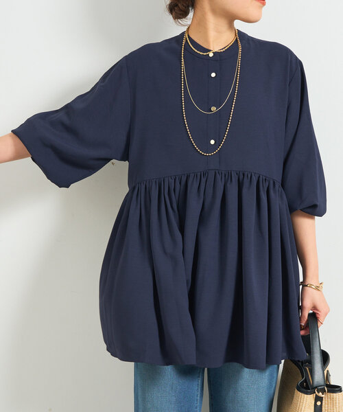 un dix cors（アンディコール）の「前後2WAYラウンドチュニック（シャツ/ブラウス・レディース・ネイビー/アイボリー/サックスブルー・FREE）」の11枚目の写真