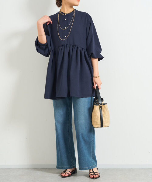 un dix cors（アンディコール）の「前後2WAYラウンドチュニック（シャツ/ブラウス・レディース・ネイビー/アイボリー/サックスブルー・FREE）」の12枚目の写真