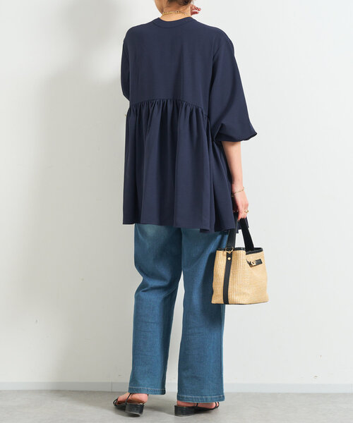 un dix cors（アンディコール）の「前後2WAYラウンドチュニック（シャツ/ブラウス・レディース・ネイビー/アイボリー/サックスブルー・FREE）」の14枚目の写真