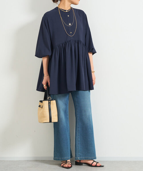 un dix cors（アンディコール）の「前後2WAYラウンドチュニック（シャツ/ブラウス・レディース・ネイビー/アイボリー/サックスブルー・FREE）」の15枚目の写真