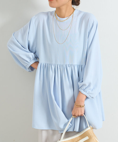 un dix cors（アンディコール）の「前後2WAYラウンドチュニック（シャツ/ブラウス・レディース・ネイビー/アイボリー/サックスブルー・FREE）」の17枚目の写真