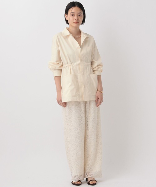 A part by（アパートバイ）の「リネンツイルシャツジャケット（ミリタリージャケット・レディース・ブラウン/アイボリー・FREE）」の3枚目の写真