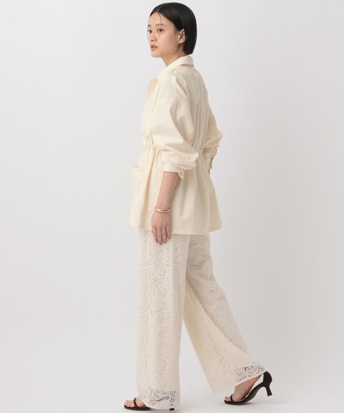 A part by（アパートバイ）の「リネンツイルシャツジャケット（ミリタリージャケット・レディース・ブラウン/アイボリー・FREE）」の4枚目の写真