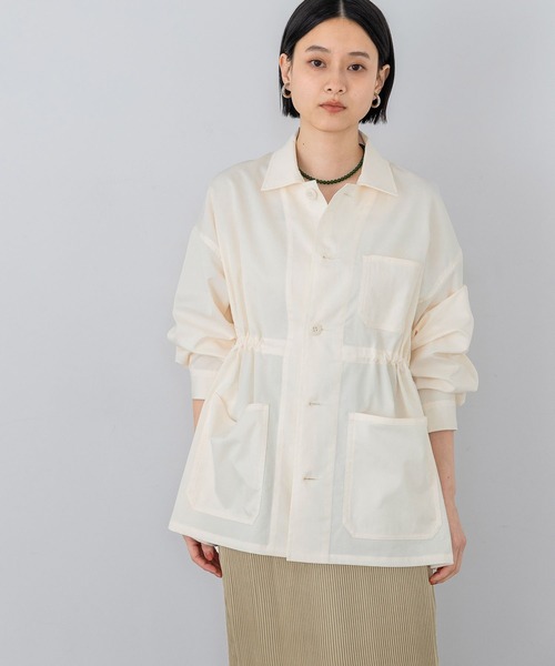 【美品】1er arrondissement リネン100% シャツジャケット セール】リネンツイルシャツジャケット（ミリタリージャケット