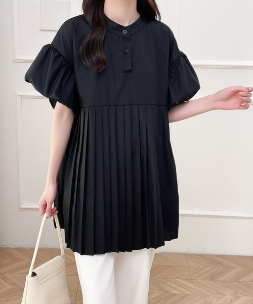ABITOKYO(アビトーキョー)の「プリーツ切替パフスリーブブラウス(シャツ/ブラウス・レディース・ブルー/ブラック/ホワイト/ダークベージュ・FREE)」の15枚目の写真