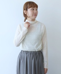 bulle de savon | △hana×mesh ジャガード ハイネック長袖プルオーバー(Tシャツ/カットソー)