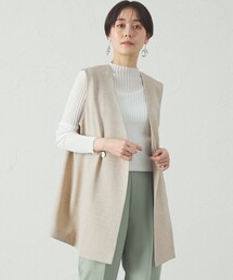 【雑誌掲載】【セットアップ対応/着回し抜群】リネンライクコンビショートジレ