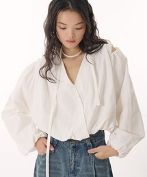 MUHET | v neck balloon blouse / Vネックバルーンブラウス(シャツ/ブラウス)
