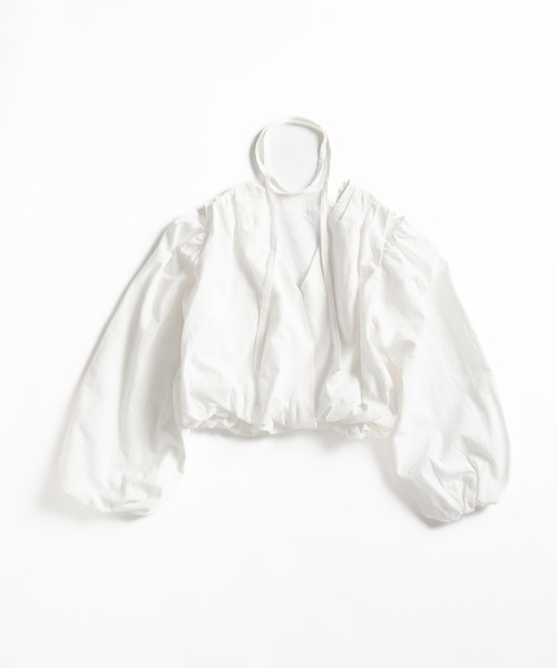 MUHET(ミュエータ)の「v neck balloon blouse / Vネックバルーンブラウス(シャツ/ブラウス・レディース・ブラック/オフホワイト・FREE)」の3枚目の写真