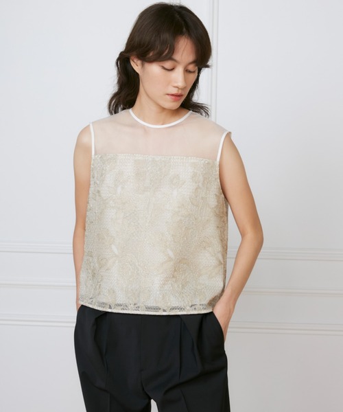 INED(イネド)の「シアーオーガンジーブラウス《la veille by SUPERIOR CLOSET》(シャツ/ブラウス・レディース・ブラック/アイボリー・9号)」の9枚目の写真