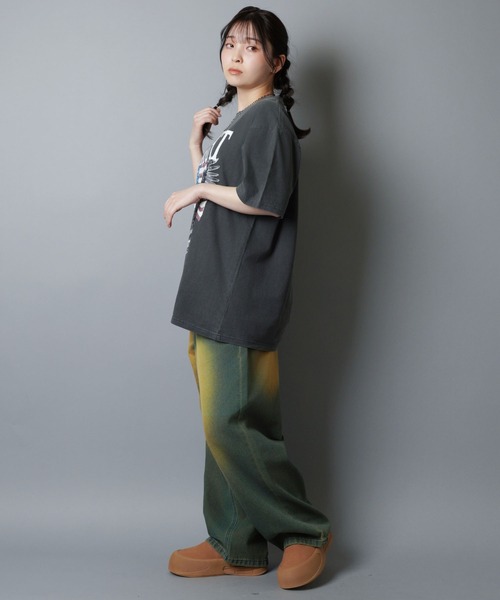 SPINNS（スピンズ）の「ピグメント加工プリントTシャツ/レトロイーグル/短丈/古着風（Tシャツ/カットソー・メンズ・ブラック/カーキ・ONESIZE）」の15枚目の写真